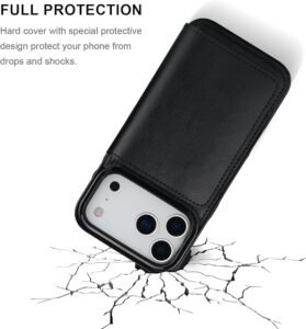 black leather iphone 17 pro max case with card holder to buy